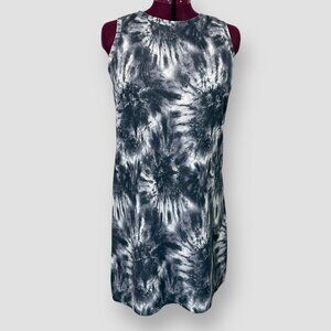 Gaiam Women’s Bodycon Tank Dress XL Purple Black Grey Tie Dye Stretch Sleeveless